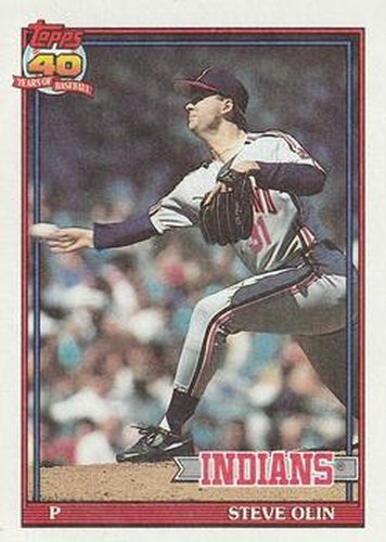 #696 Steve Olin - Cleveland Indians - 1991 Topps Baseball
