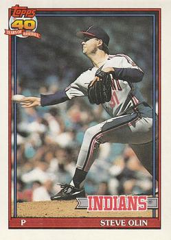 #696 Steve Olin - Cleveland Indians - 1991 O-Pee-Chee Baseball