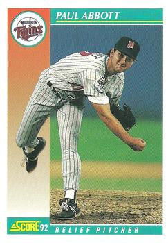 #697 Paul Abbott - Minnesota Twins - 1992 Score Baseball