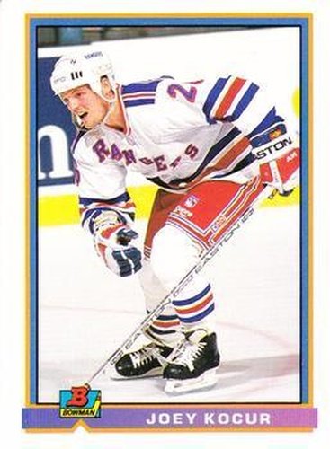 #69 Joey Kocur - New York Rangers - 1991-92 Bowman Hockey