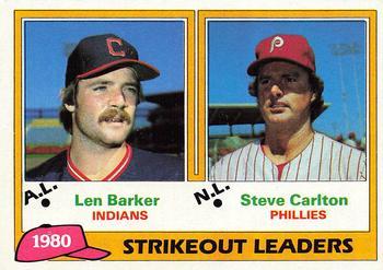 #6 1980 Strikeout Leaders Len Barker / Steve Carlton - Cleveland Indians / Philadelphia Phillies - 1981 Topps Baseball