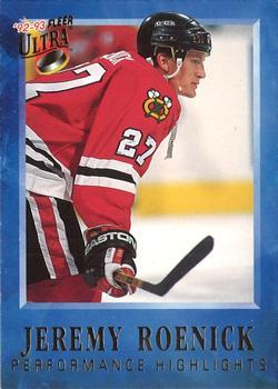 #6 Jeremy Roenick - Chicago Blackhawks - 1992-93 Ultra - Jeremy Roenick Performance Highlights Hockey