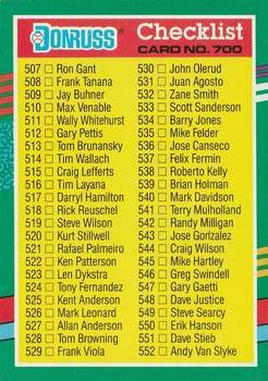#700 Checklist 507-604 - 1991 Donruss Baseball