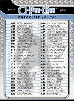 #700 Checklist - 2009-10 O-Pee-Chee Hockey