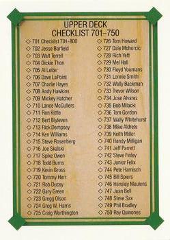 #701 Checklist: 701-800 - 1989 Upper Deck Baseball
