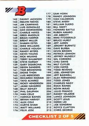 #702 Checklist: 142-282 - 1992 Bowman Baseball