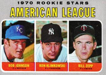 #702 A.L. 1970 Rookie Stars Bob Johnson / Ron Klimkowski / Bill Zepp - Kansas City Royals / New York Yankees / Minnesota Twins - 1970 Topps Baseball