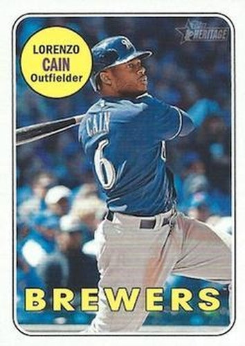 #706b Lorenzo Cain - Milwaukee Brewers - 2018 Topps Heritage Baseball