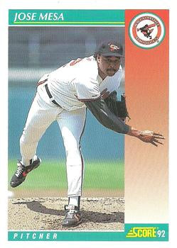 #707 Jose Mesa - Baltimore Orioles - 1992 Score Baseball