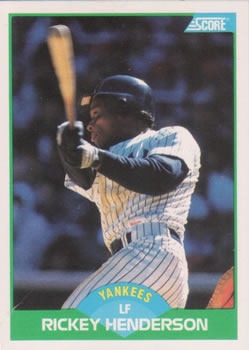 #70 Rickey Henderson - New York Yankees - 1989 Score Baseball