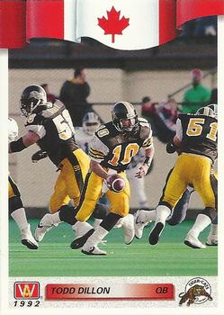 #70 Todd Dillon - Hamilton Tiger-Cats - 1992 All World CFL Football