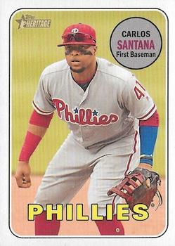 #711b Carlos Santana - Philadelphia Phillies - 2018 Topps Heritage Baseball