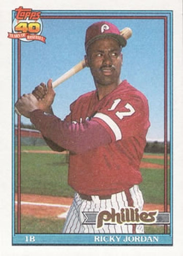 #712 Ricky Jordan - Philadelphia Phillies - 1991 Topps Baseball