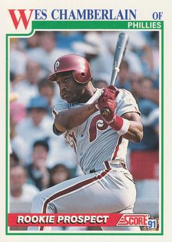 #713 Wes Chamberlain - Philadelphia Phillies - 1991 Score Baseball