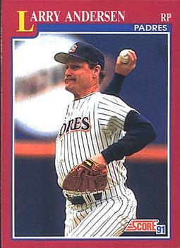 #71T Larry Andersen - San Diego Padres - 1991 Score Rookie & Traded Baseball