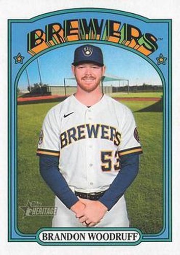 #723 Brandon Woodruff - Milwaukee Brewers - 2021 Topps Heritage Baseball