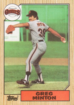 #724 Greg Minton - San Francisco Giants - 1987 Topps Baseball