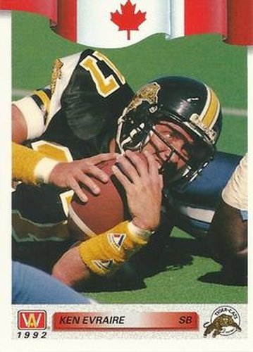 #72 Ken Evraire - Hamilton Tiger-Cats - 1992 All World CFL Football