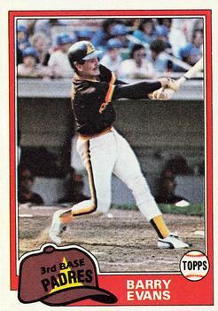#72 Barry Evans - San Diego Padres - 1981 Topps Baseball