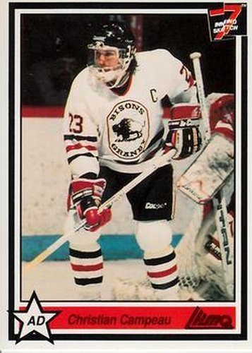 #72 Christian Campeau - Granby Bisons - 1990-91 7th Inning Sketch QMJHL Hockey