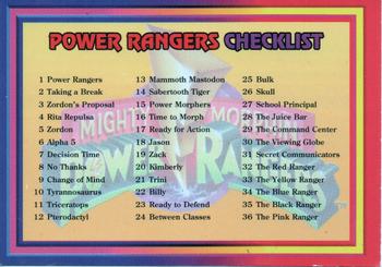 #72 Power Rangers Checklist: 1-72 CL - 1994 Collect-A-Card Power Rangers