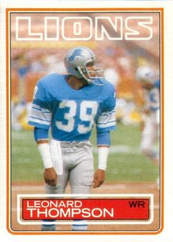 #72 Leonard Thompson - Detroit Lions - 1983 Topps Football