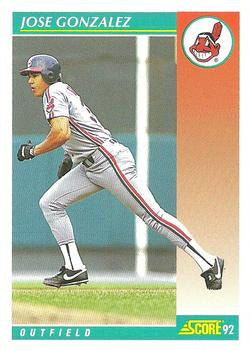 #733 Jose Gonzalez - Cleveland Indians - 1992 Score Baseball