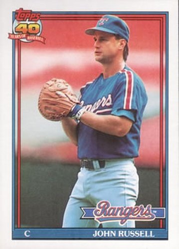 #734 John Russell - Texas Rangers - 1991 Topps Baseball