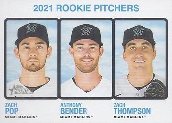 #73 2021 Rookie Pitchers Zach Pop / Anthony Bender / Zach Thompson - Miami Marlins - 2022 Topps Heritage Baseball