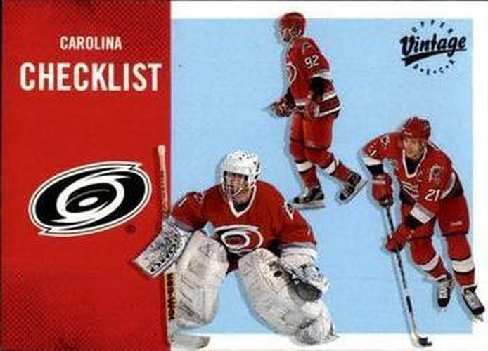 #73 Hurricanes Checklist - Carolina Hurricanes - 2000-01 Upper Deck Vintage Hockey