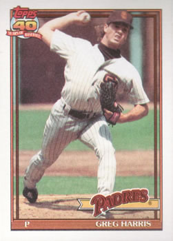 #749 Greg Harris - San Diego Padres - 1991 Topps Baseball