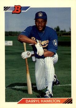 #74 Darryl Hamilton - Milwaukee Brewers - 1992 Bowman Baseball