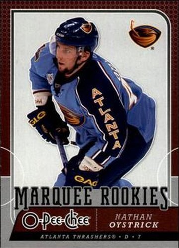 #750 Nathan Oystrick - Atlanta Thrashers - 2008-09 O-Pee-Chee Hockey