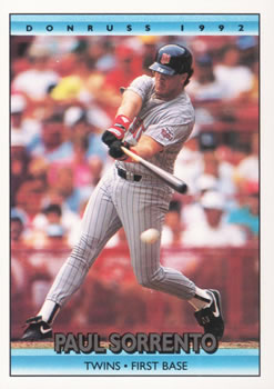 #752 Paul Sorrento - Minnesota Twins - 1992 Donruss Baseball