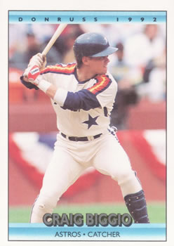 #75 Craig Biggio - Houston Astros - 1992 Donruss Baseball