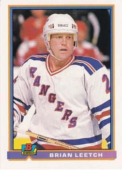 #75 Brian Leetch - New York Rangers - 1991-92 Bowman Hockey