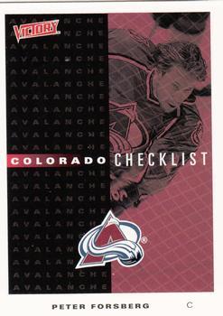 #75 Avalanche Checklist - Colorado Avalanche - 1999-00 Upper Deck Victory Hockey