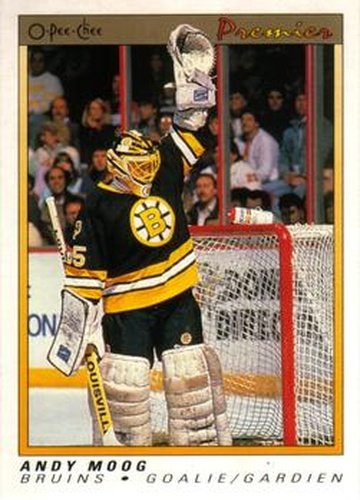 #76 Andy Moog - Boston Bruins - 1990-91 O-Pee-Chee Premier Hockey