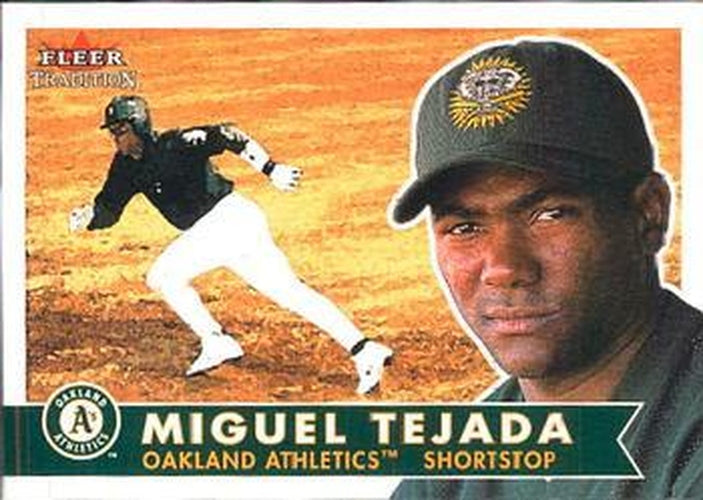 #76 Miguel Tejada - Oakland Athletics - 2001 Fleer Tradition Baseball