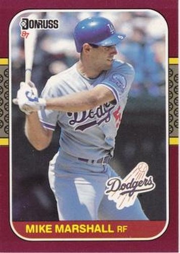 #77 Mike Marshall - Los Angeles Dodgers - 1987 Donruss Opening Day Baseball