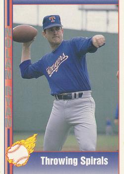 #77 Throwing Spirals - Texas Rangers - 1991 Pacific Nolan Ryan Texas Express I Baseball