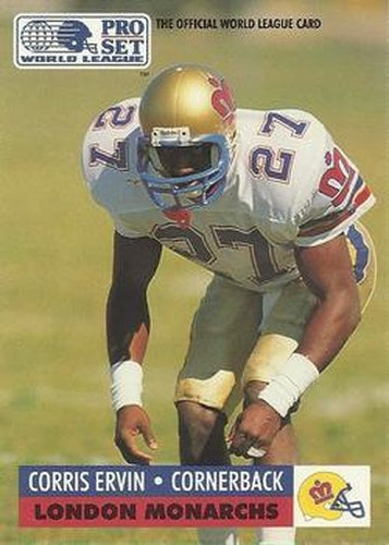 #77 Corris Ervin - London Monarchs - 1991 Pro Set WLAF Football