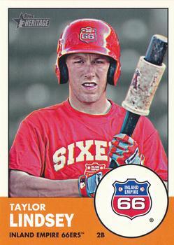 #77 Taylor Lindsey - Inland Empire 66ers - 2012 Topps Heritage Minor League Baseball