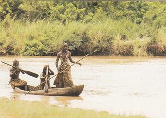 #91 Three natives arrive in a dugout canoe. They - 1992 Pro Set Young Indiana Jones