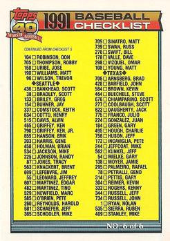 #787 Checklist 6 of 6 - San Francisco Giants / Seattle Mariners / Texas Rangers / Toronto Blue Jays - 1991 Topps Baseball
