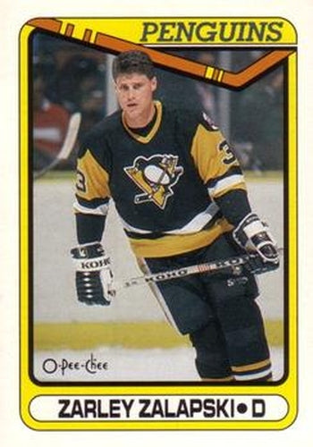#78 Zarley Zalapski - Pittsburgh Penguins - 1990-91 O-Pee-Chee Hockey
