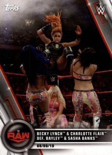 #79 Becky Lynch & Charlotte Flair def. Bayley & Sasha Banks - 2020 Topps WWE Women's Division Wrestling