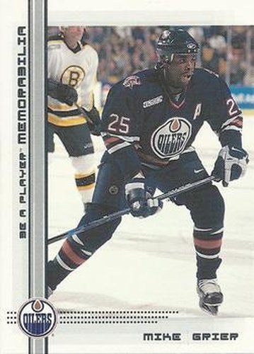#79 Mike Grier - Edmonton Oilers - 2000-01 Be a Player Memorabilia Hockey