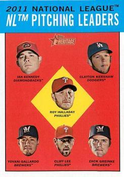 #7 NL Pitching Leaders - Arizona Diamondbacks / Los Angeles Dodgers / Philadelphia Phillies / Milwaukee Brewers / Philadelphia Phillies / Milwaukee Brewers - 2012 Topps Heritage Baseball