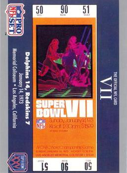 #7 SB VII Ticket - Miami Dolphins / Washington Redskins - 1990-91 Pro Set Super Bowl XXV Silver Anniversary Football